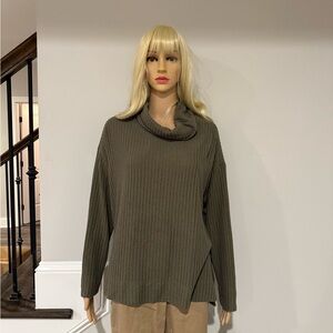 Anthropologie Maeve Cozy Olive Cowl Neck Sweater